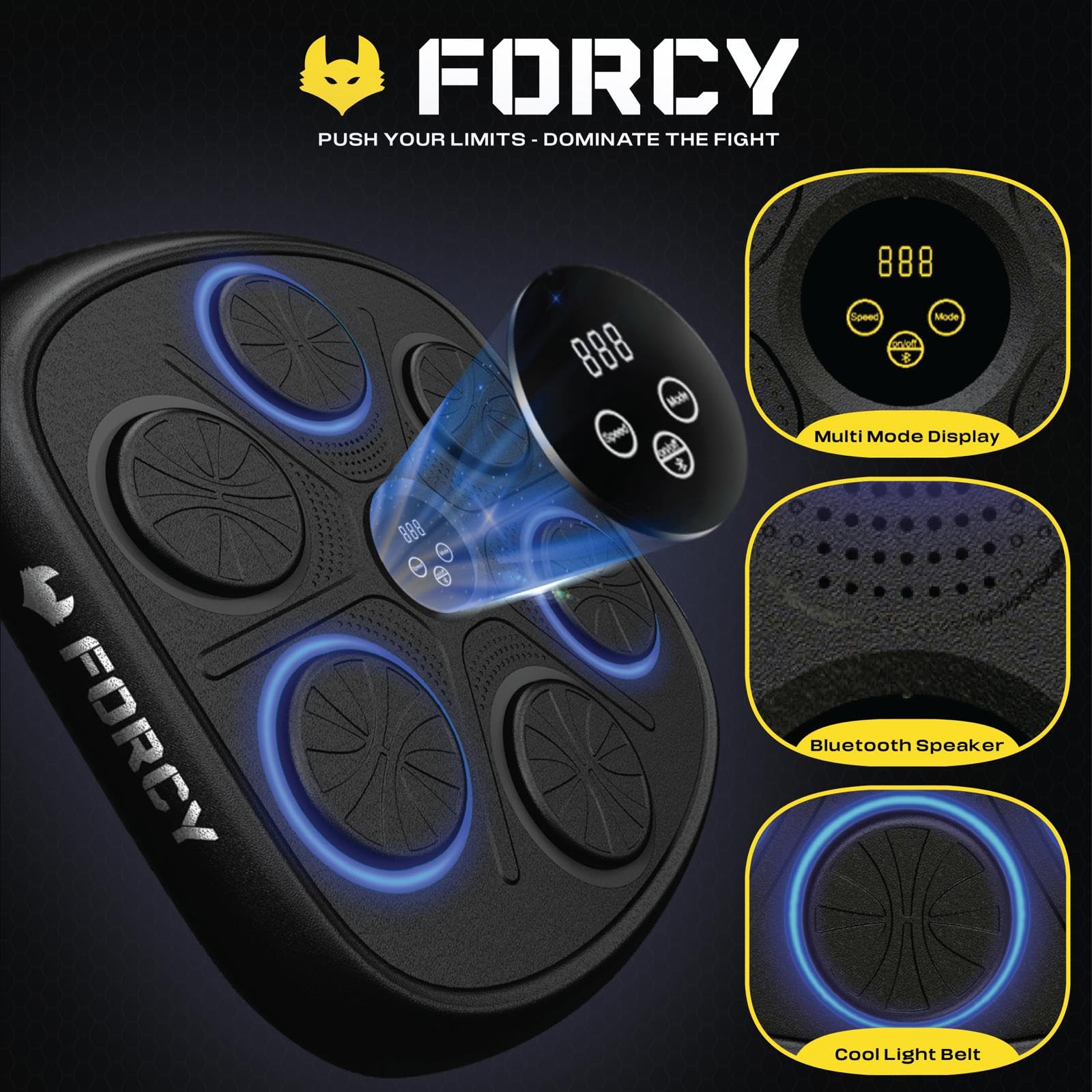 FORCY Machine de Boxe Musicale, Super Mural Professionnel LED Bluetooth Intelligente Boîte à Musique Électronique avec Gants Appareil d'entraînement pour Enfant et Adulte pour la Maison et la Gym