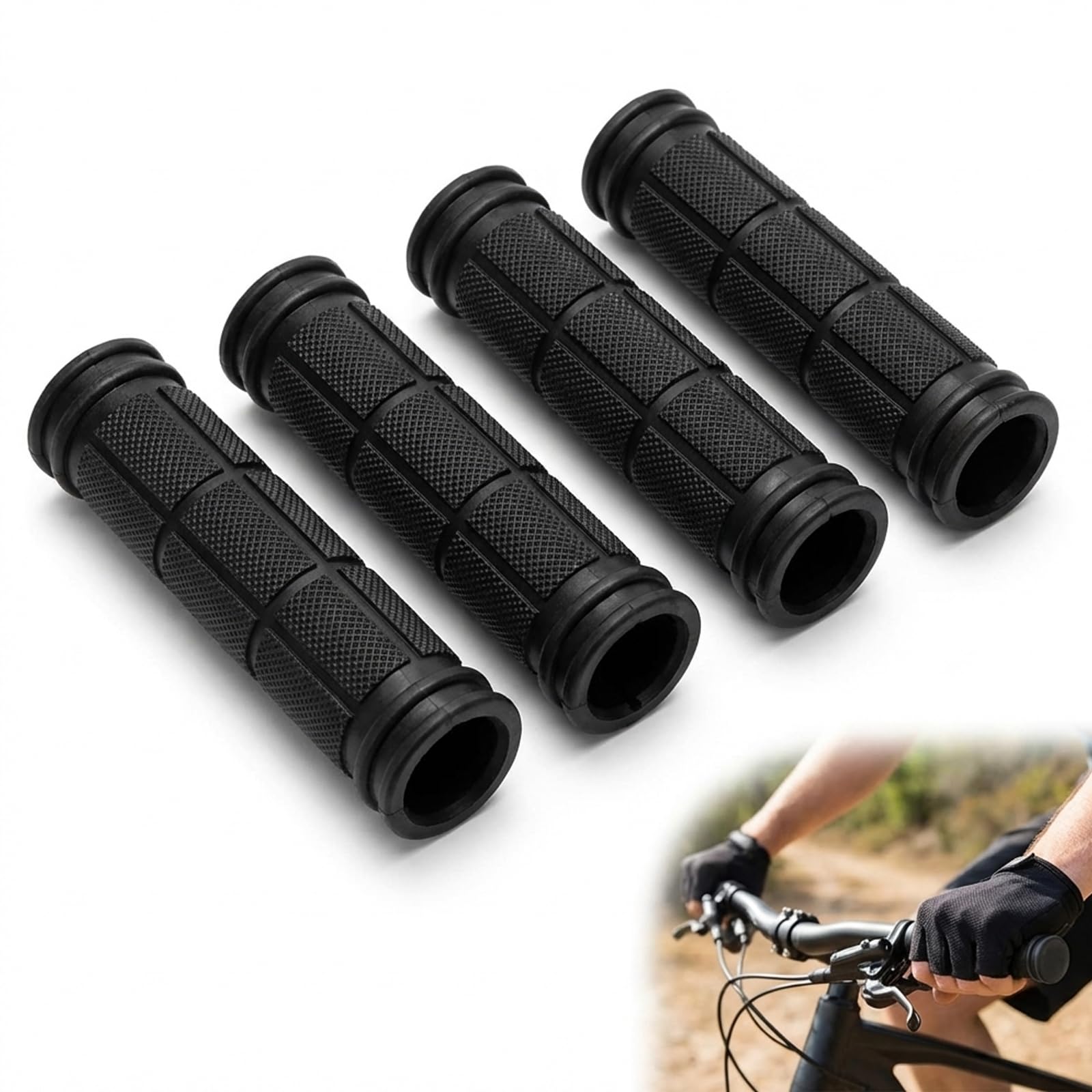 4 Bike Grips, Micro Scooter Handles Grips for Children Bikes and Mountain Bikes, Anti-Slip Rubber Handlebar Grips for BMX and Urban Commuting, 22mm Diameter Bicycle Grips