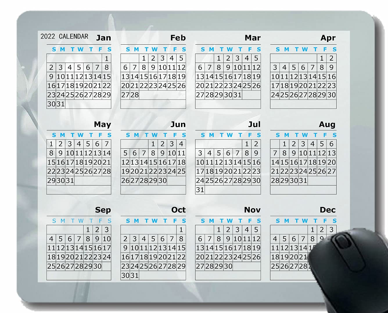 APSRA 2022 Calendar Mouse Pad with Holidays,Plant Drops Leaves Light Personalized Mouse Pad-16888