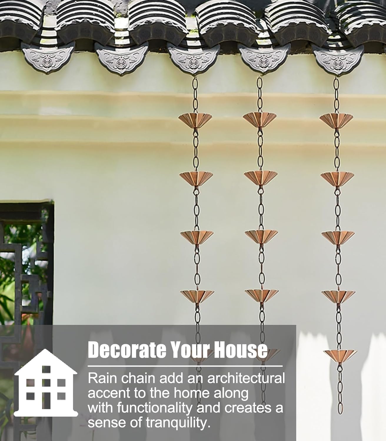 Rain Chain Decorative Umbrella Rain Catcher, Hanging Balcony Rain Chain, Divert Water Rain Catcher for Rain Gutter/Eaves Drainage/Gutters,1 m (32ft)