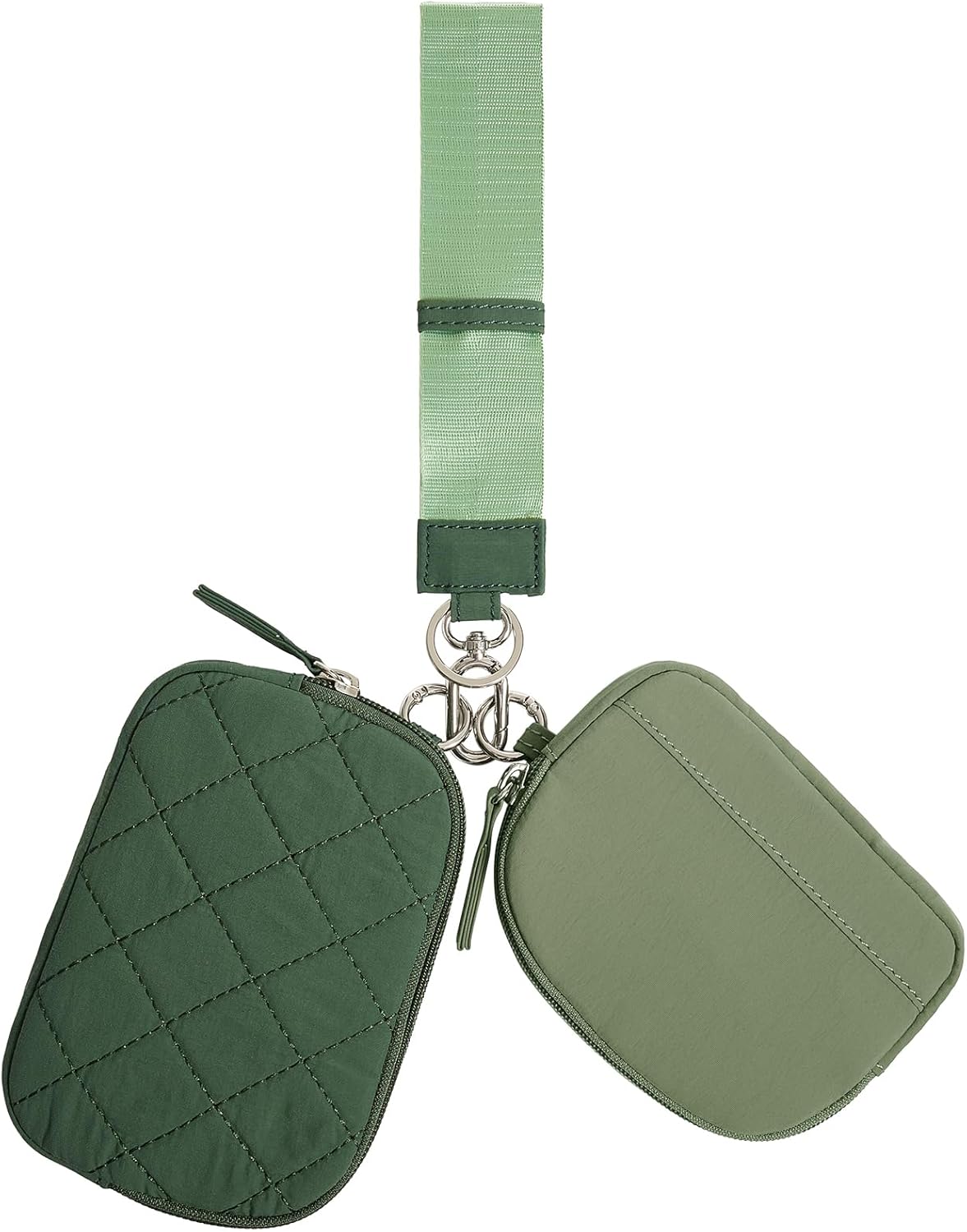 Marvolia Keychain Wristlet Wallet for Women Detachable Mini Zip Around Dual Pouch Wristlet Portable RFID Blocking Credit Card Holder Wallet With Coin Pouch ID Window For Travel - Green