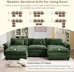 IPKIG Modular Sectional Sofa, Comfy Cloud Couch Modular Couch Sofa for Living Room, Basement, DIY Combination (Dark Green, 117" - U Shaped)