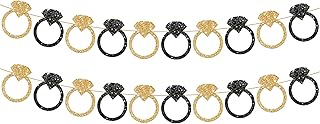 KatchOn Black and Gold Engagement Ring Banner - 10 Feet, Pre-Strung, No DIY | Bachelorette Party Decorations | Bridal Shower Decorations | Party Decor