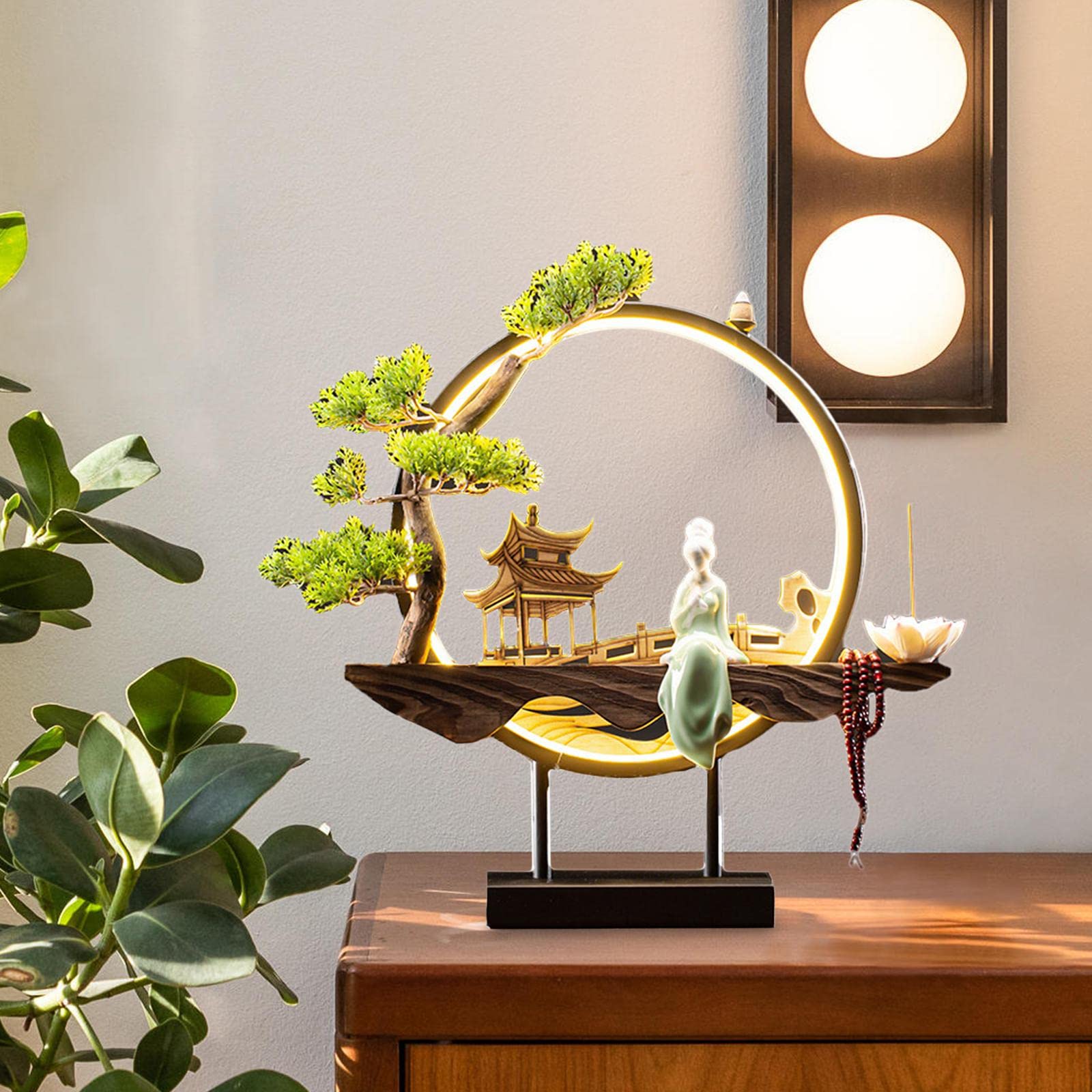 Lampada a LED Riflusso Bruciatore di Decorazione Figurine Luce Notturna Porta Creativo in Stile Cinese per Soggiorno con Portico da, Stile K
