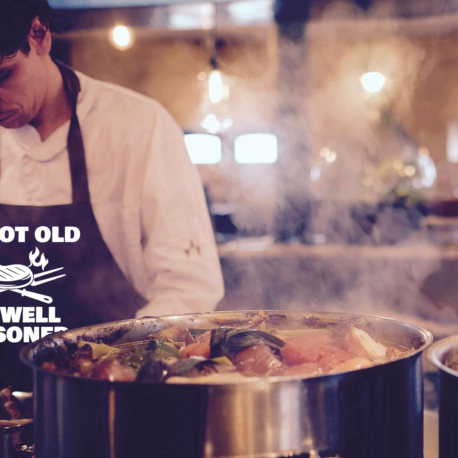 Divertidos delantales de cocina para mujeres y hombres con bolsillo, delantal de parrilla con correa ajustable para el cuello, regalo de cumpleaños para papá y mamá, No soy viejo, estoy bien