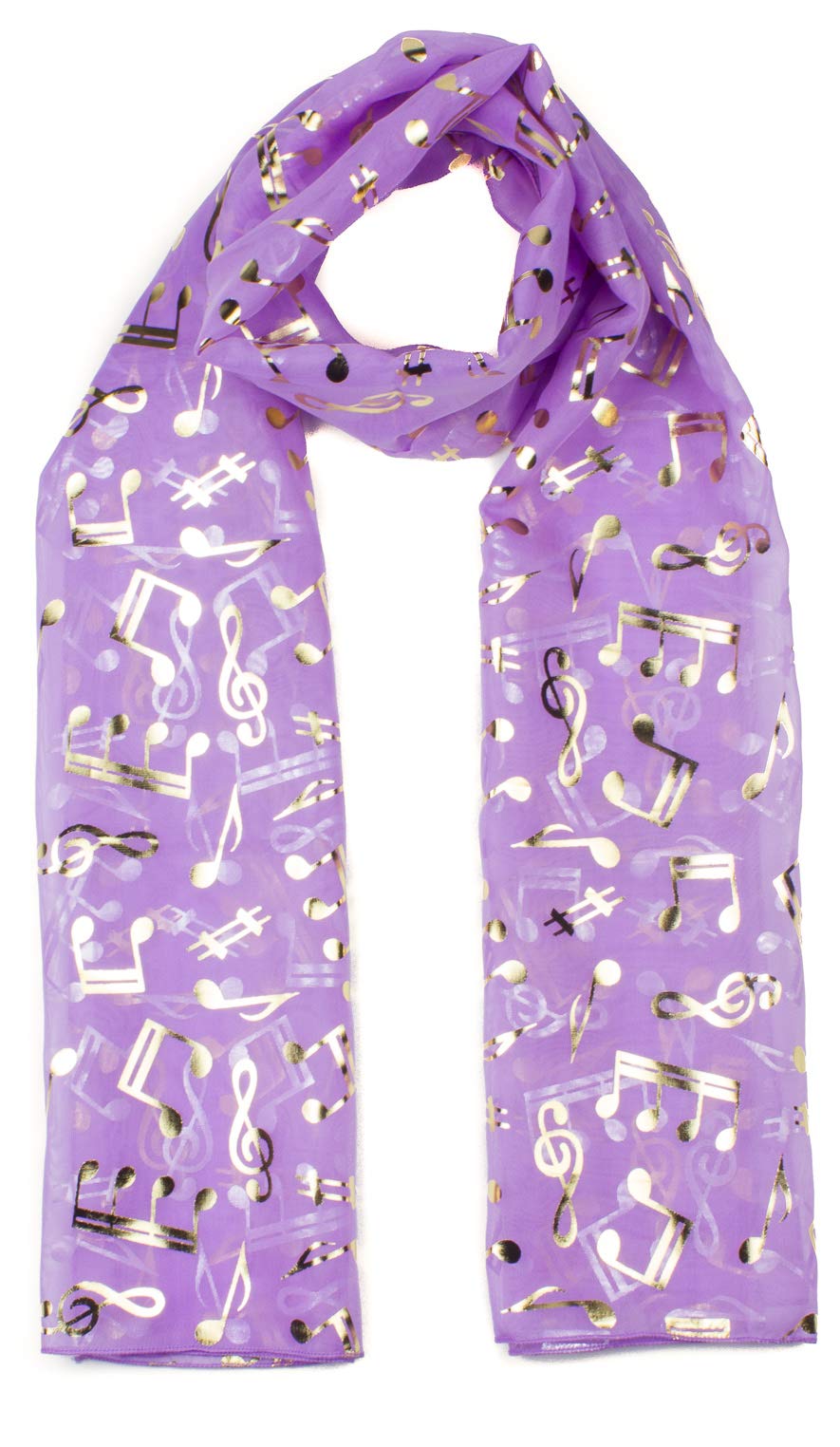 Mytoptrendz Men's Lilac Mytoptrendz® Music Note Foiled Light Weight Scarf Treble Clef Music Note Print Sheer Chiffon Neck Wrap (Lilac)