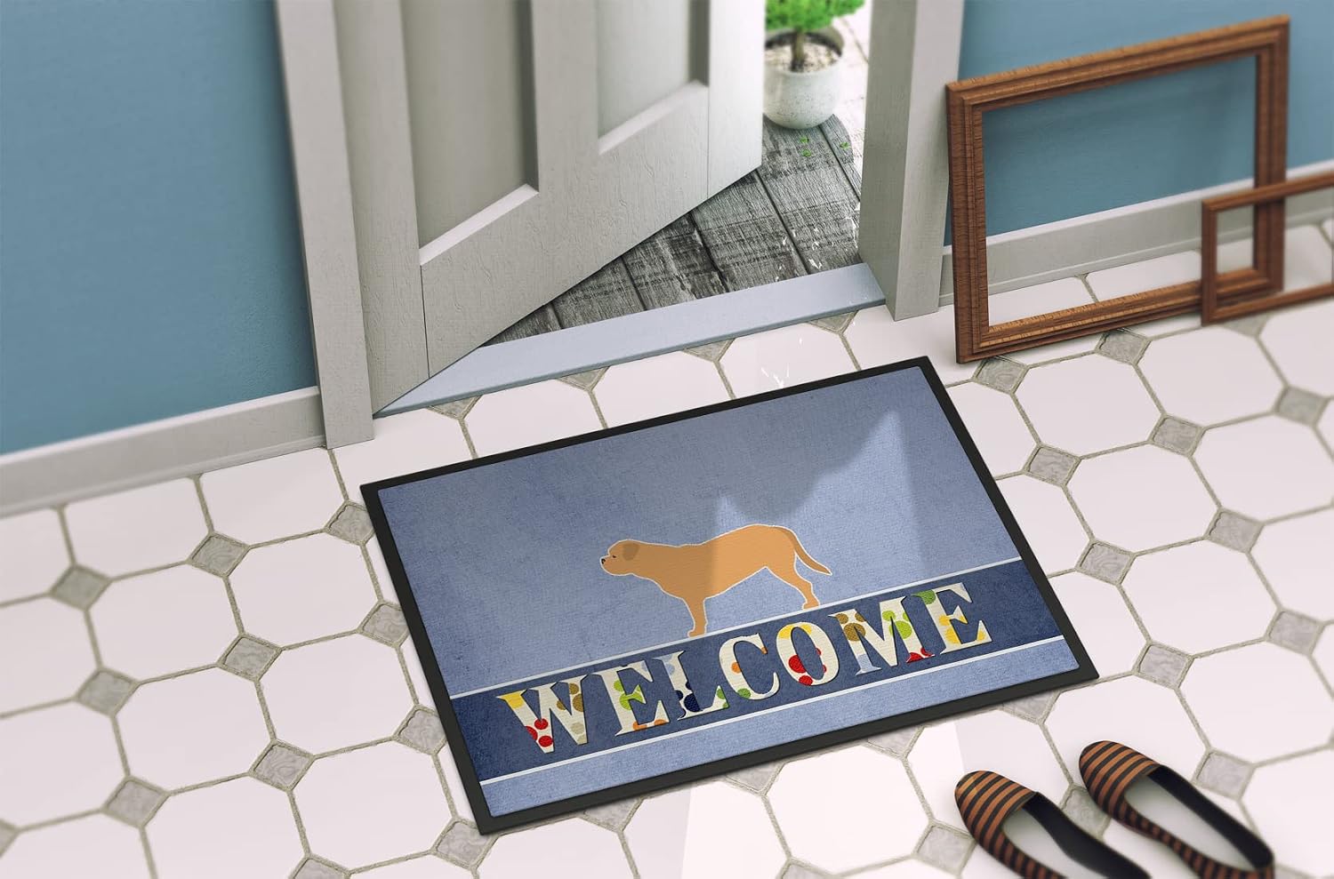 Caroline's Treasures BB5574JMAT Dogue de Bordeaux Welcome Doormat 24x36 Front Door Mat Indoor Outdoor Rugs for Entryway, Non Slip Washable Low Pile, 24H X 36W