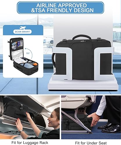 Miniatura 3 de Beraliy Mochila de viaje para hombres y mujeres, mochila de transporte aprobada por aerolíneas, mochila para portátil de 16 pulgadas, Negro -,