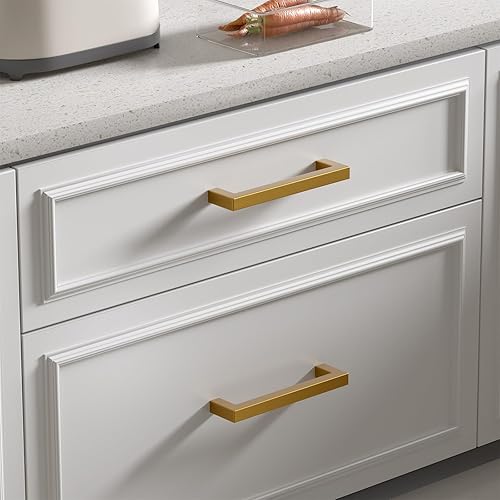 Miniatura 4 de goldenwarm Paquete de 10 tiradores de bronce champán para gabinetes, manijas doradas de 10 pulgadas, tiradores de cajón de bronce cepillado, manijas