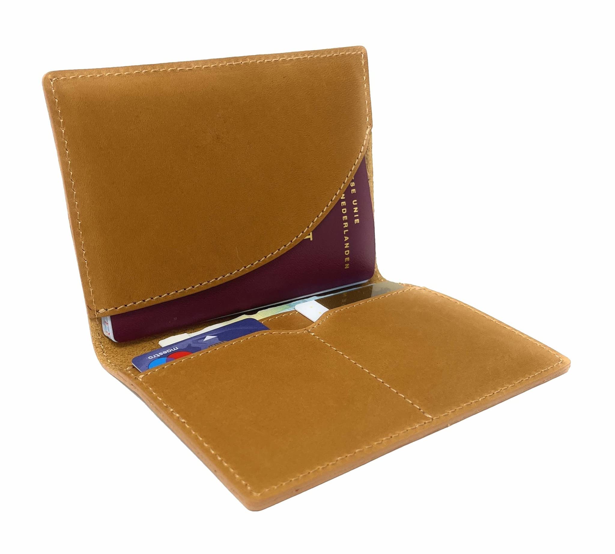 Passport Holder, Leather, Passport Covers, Passport Wallet with 2 Card Holders, 1 Travel Ticket Wallet for Men and Women - Brown