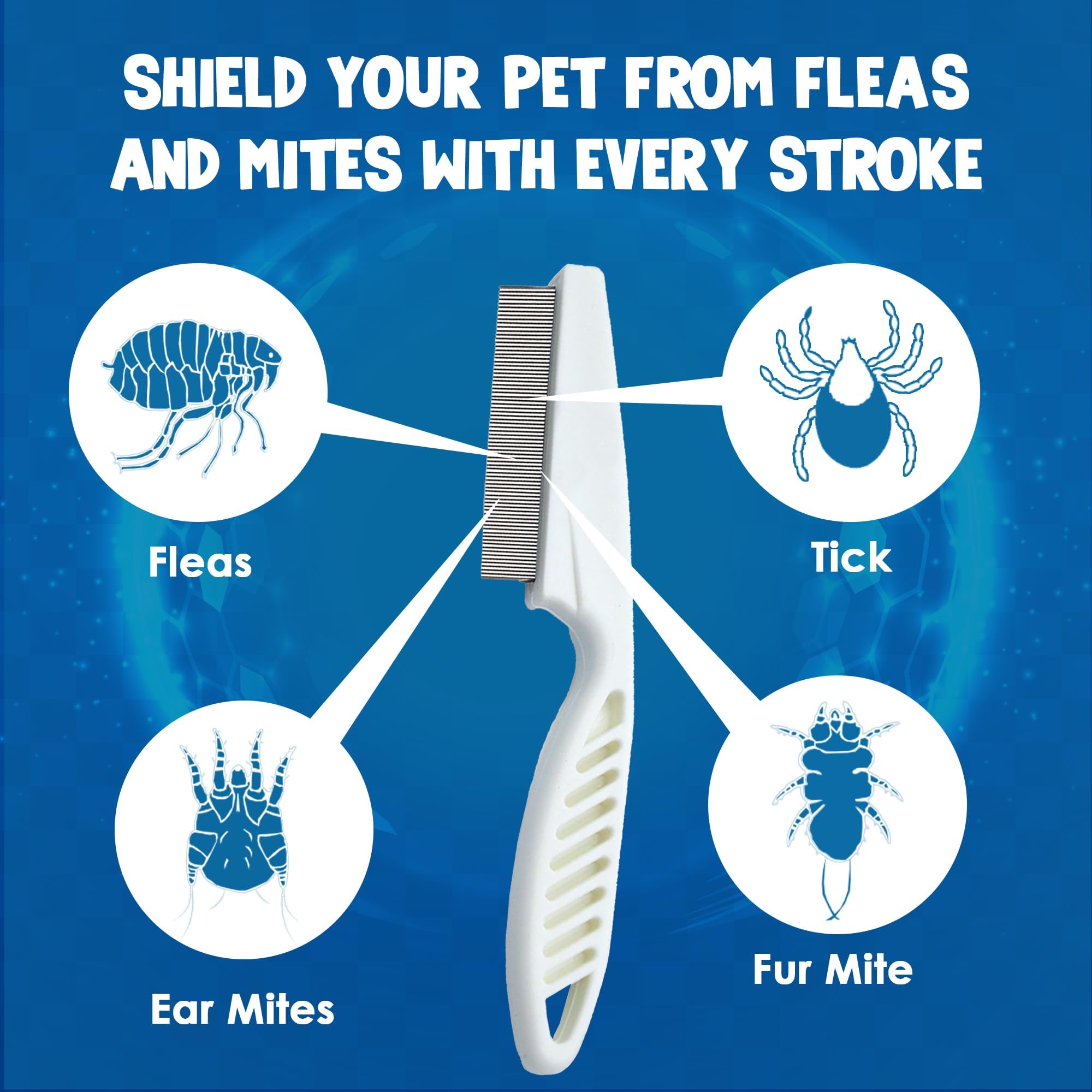 Peigne à puces-Poils morts et anti-tiques-pour chiens,chats et petits animaux-Outil Professionnel de toilettage pour cheveux courts et longs-léger,durable,facile à utiliser-Prise en main confortable