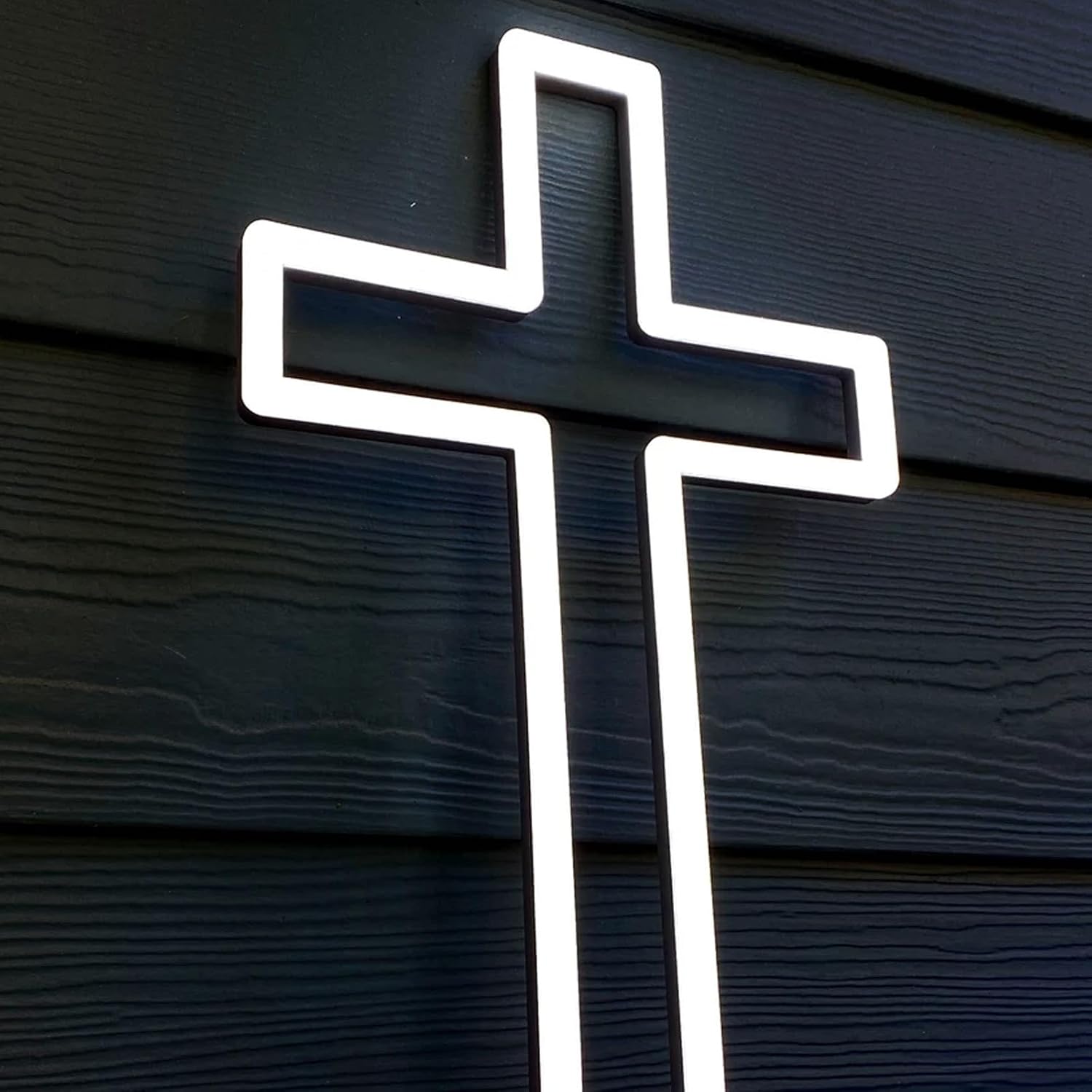 Cross Neon Sign LED Cross Neon Light Up Signs Wall Decor for Bedroom Christening Day Baby Shower Christmas Church Festivals Party (White, 24X14in)