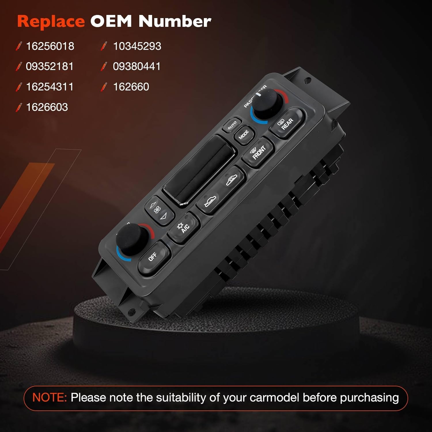 09352181 Front HVAC Climate Heater Control Unit Module A/C Air Conditioning Panel Compatible with 1997-2004 C5 Corvette 5.7L | Replaces# 16256018, 16254311, 1626603, 10345293, 09380441