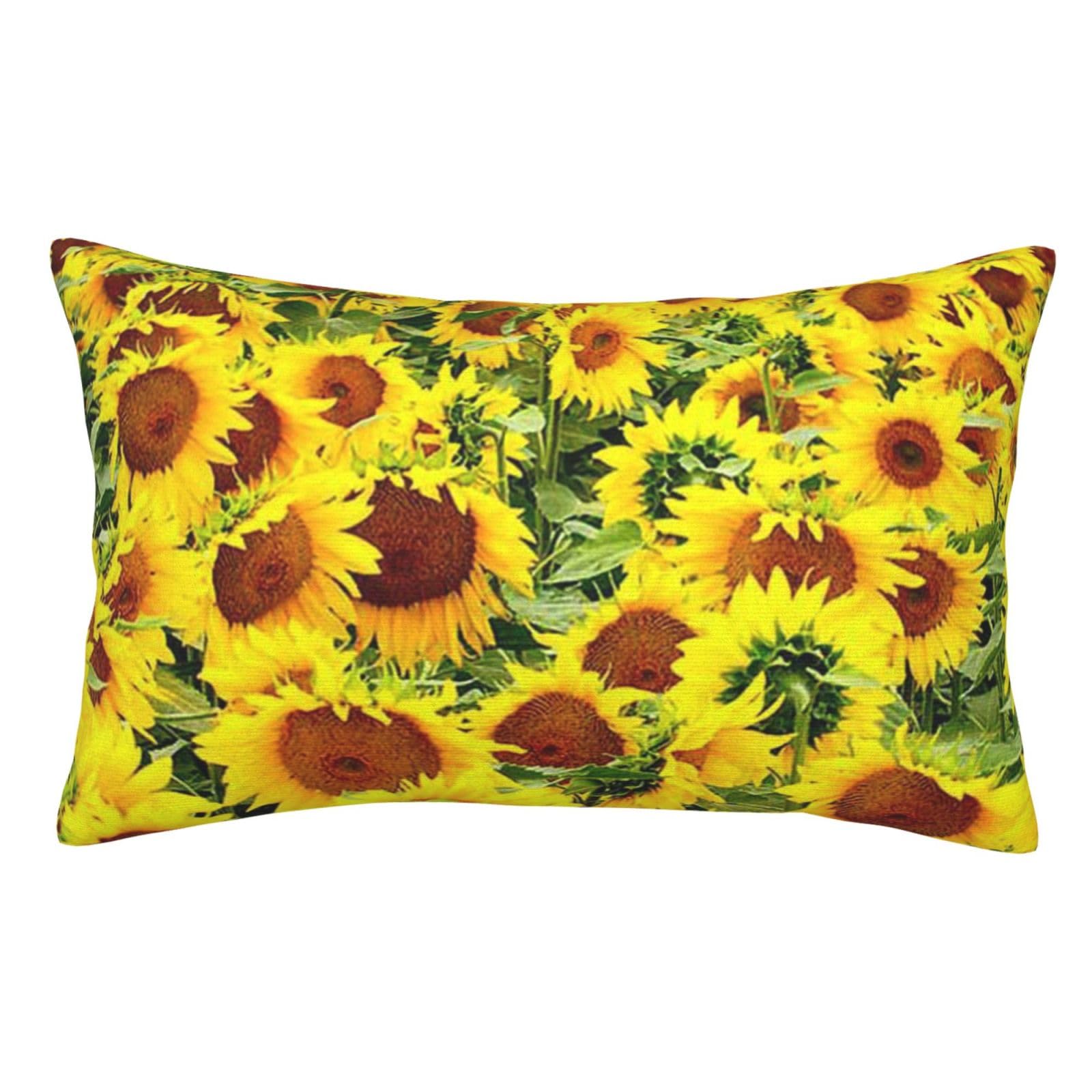 Soft Plush Pillow Cover For Sofa & Bed, Sunflowers, Standard Furry Throw Pillow Case 50x75 cm, Decorative Cushion Cover For Bedroom Living Room Decor, Hidden Zipper Pillowcases For All Seasons