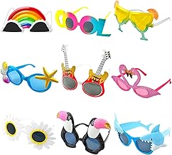 9 x Fancy Dress Glasses, Party Glasses, Birthday Glasses, Woman's Glasses for Adults, Festivals, Adults and Children, Beaches, Swimming Pools, Festivals, Photo Props
