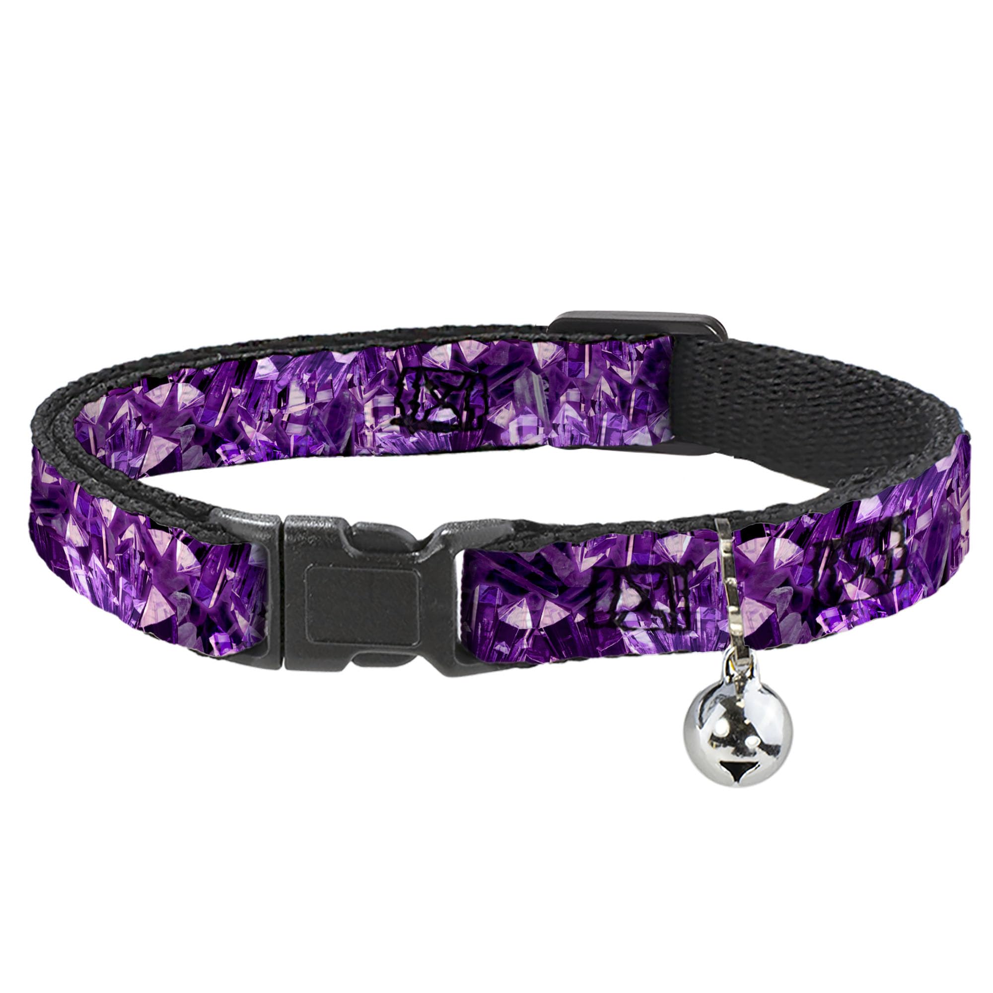 Collar de gato con cristales de 8 a 12 pulgadas color morado con broche separable