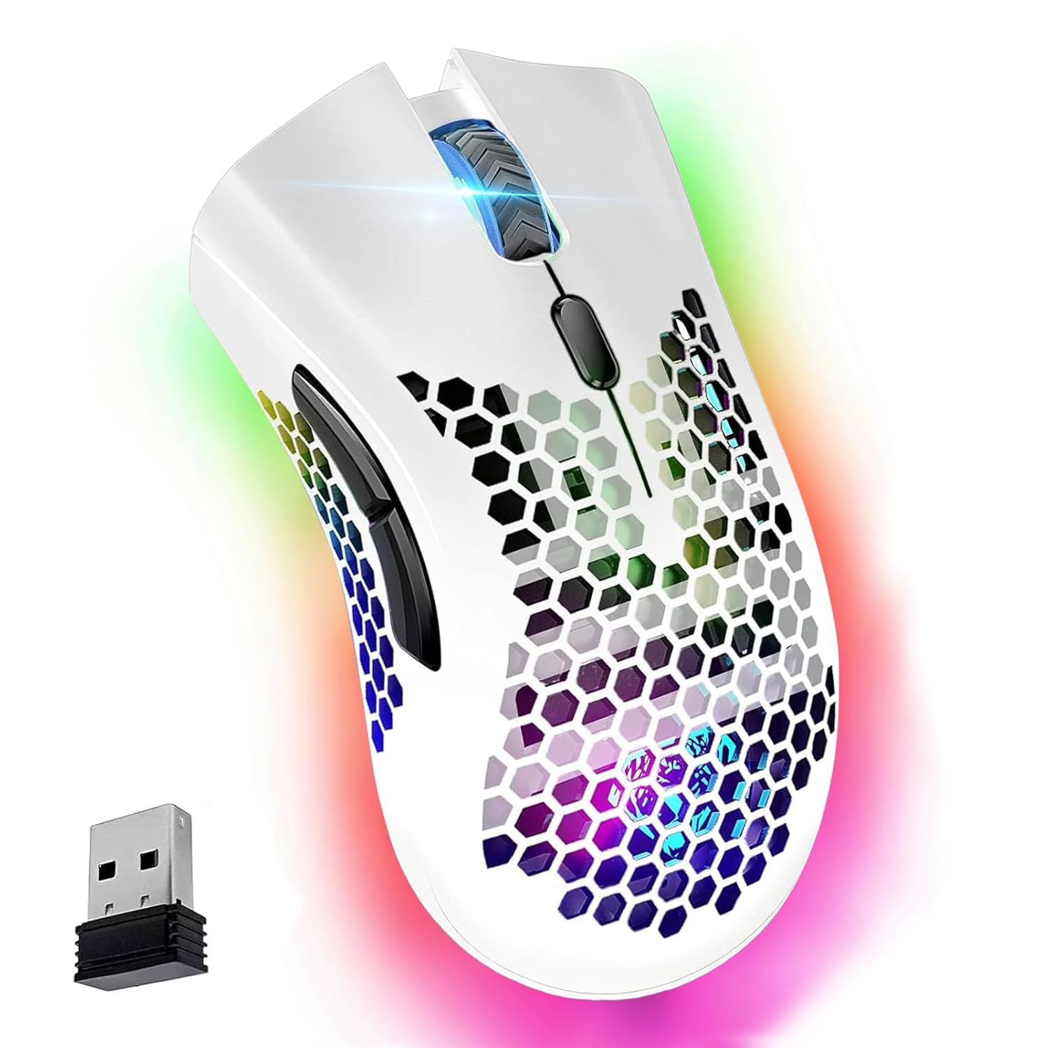 VEGCOO Wireless Gaming Mouse Silent Click Wireless Rechargeable Mouse with Colorful LED Lights and 3 Level DPI 400mah