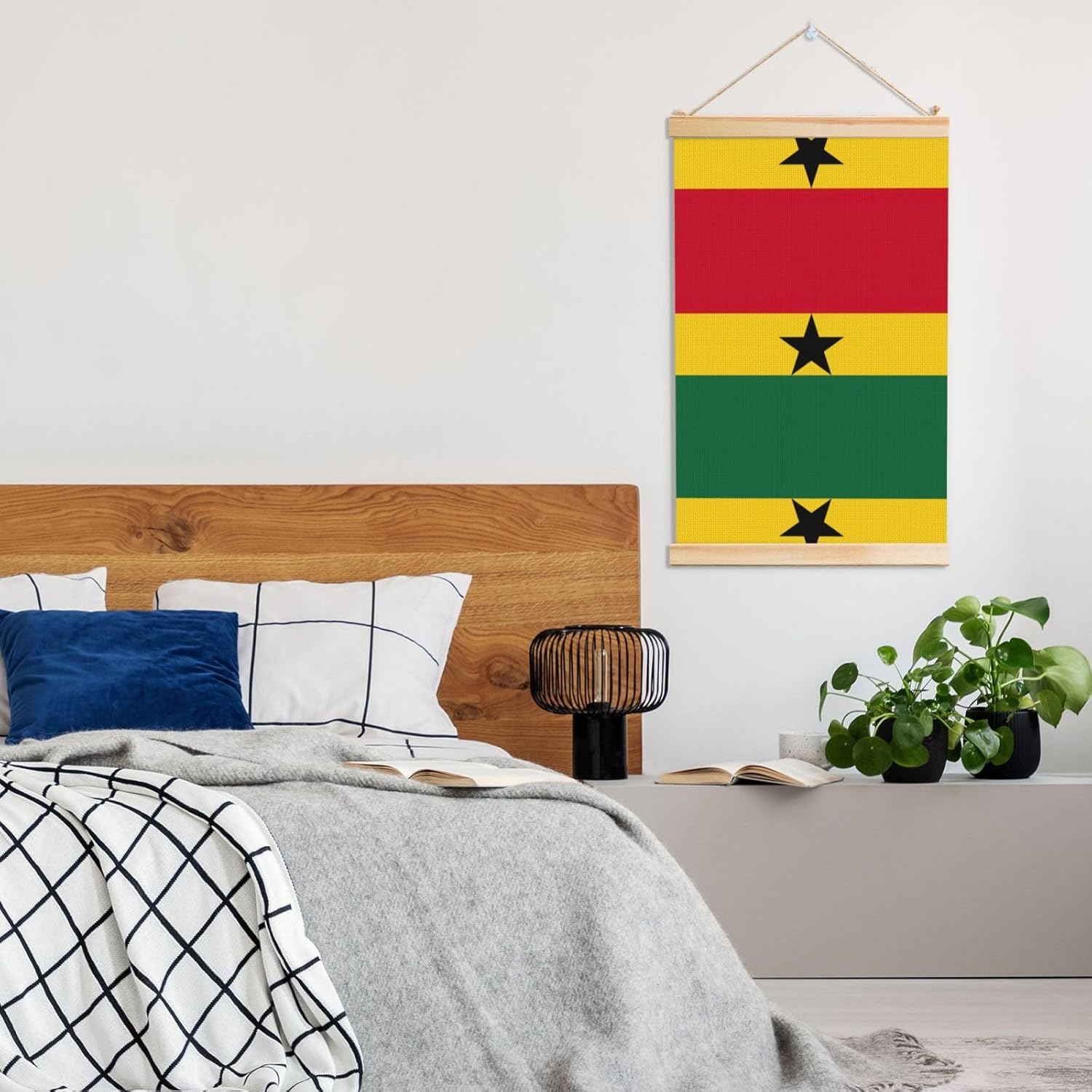 Flag Of Ghana Print Poster Hanger,Hanging Poster, Poster Frame,Wood Poster Hanger, For Wall Hanging