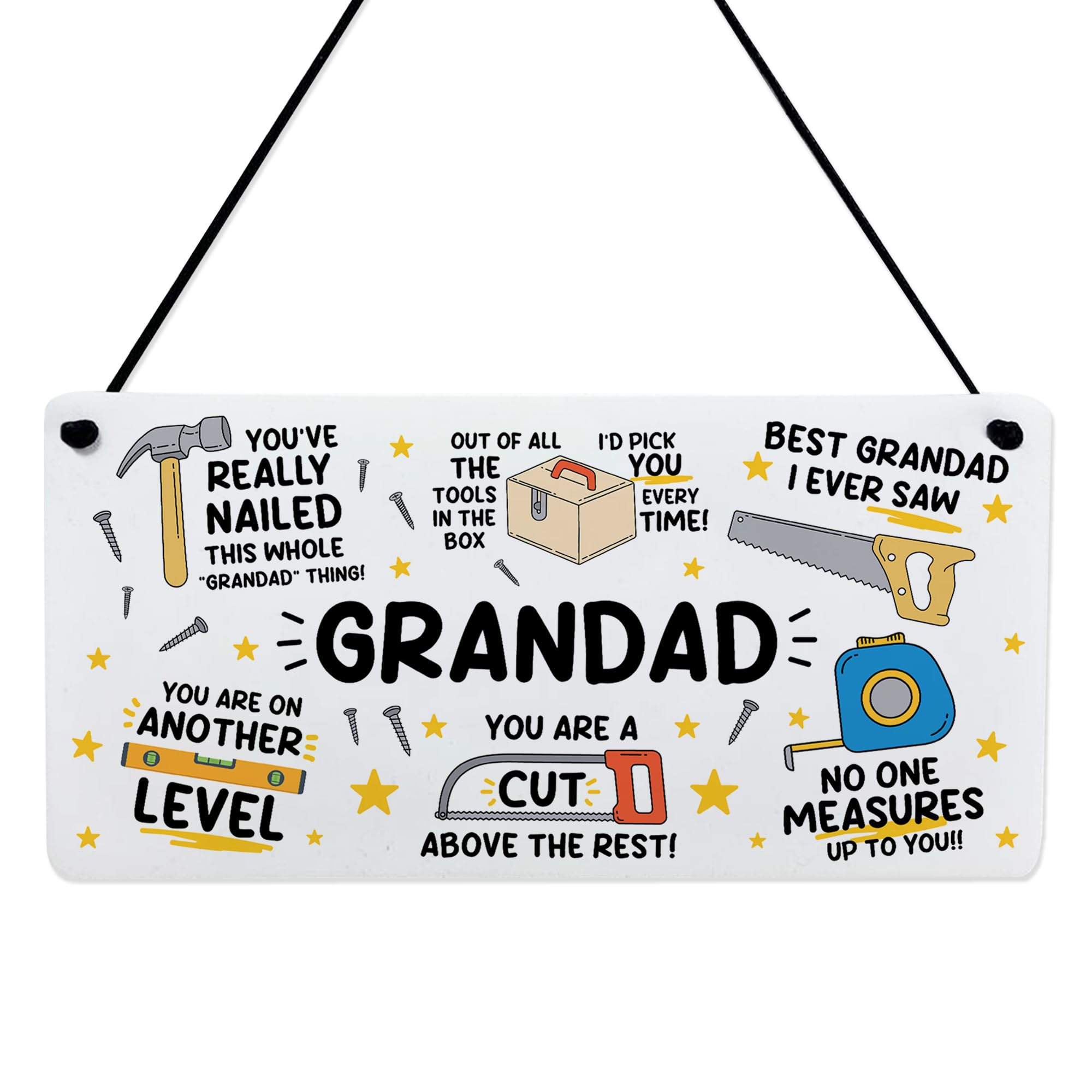 Red Ocean Funny Grandad Plaque Gift For Fathers Day Birthday Gift For Grandad Hammer Tools DIY From Granddaughter Grandson Humour Thank You Him