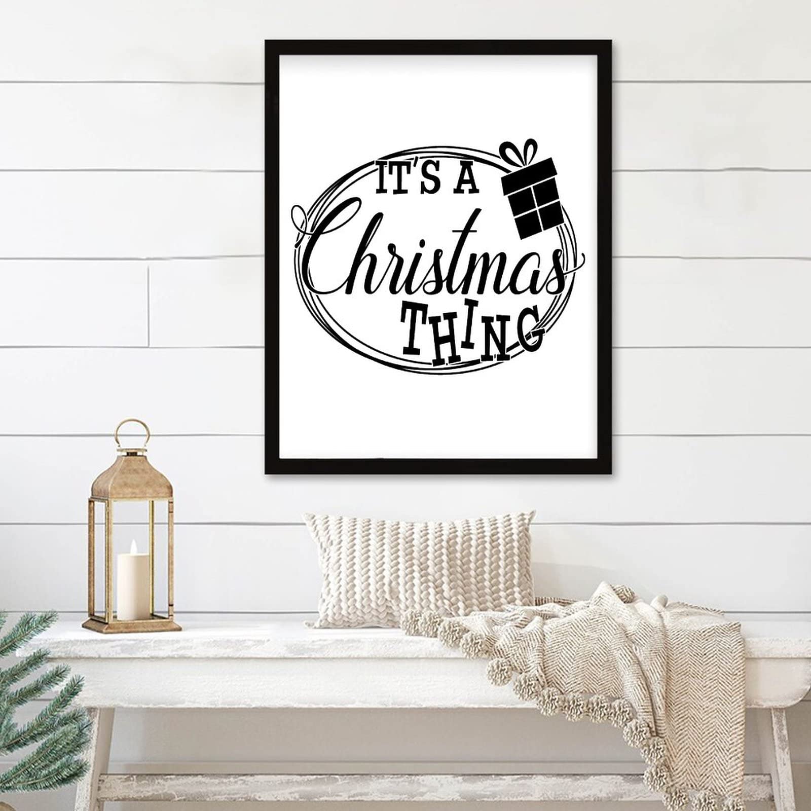 Panneau en bois encadré It's A Christmas Thing 40x50 cm pour décoration murale de Noël