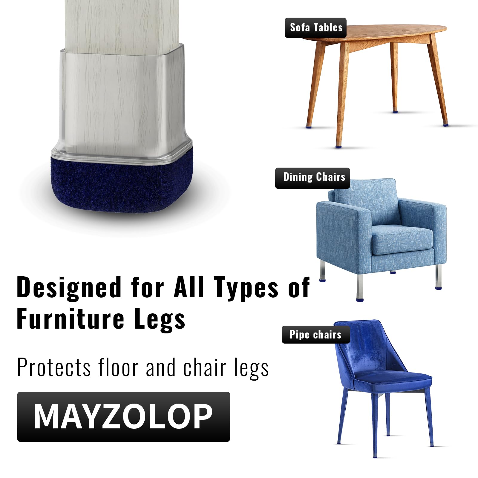 MAYZOLOP 16PCS Chair Leg Floor Protectors - Image 4