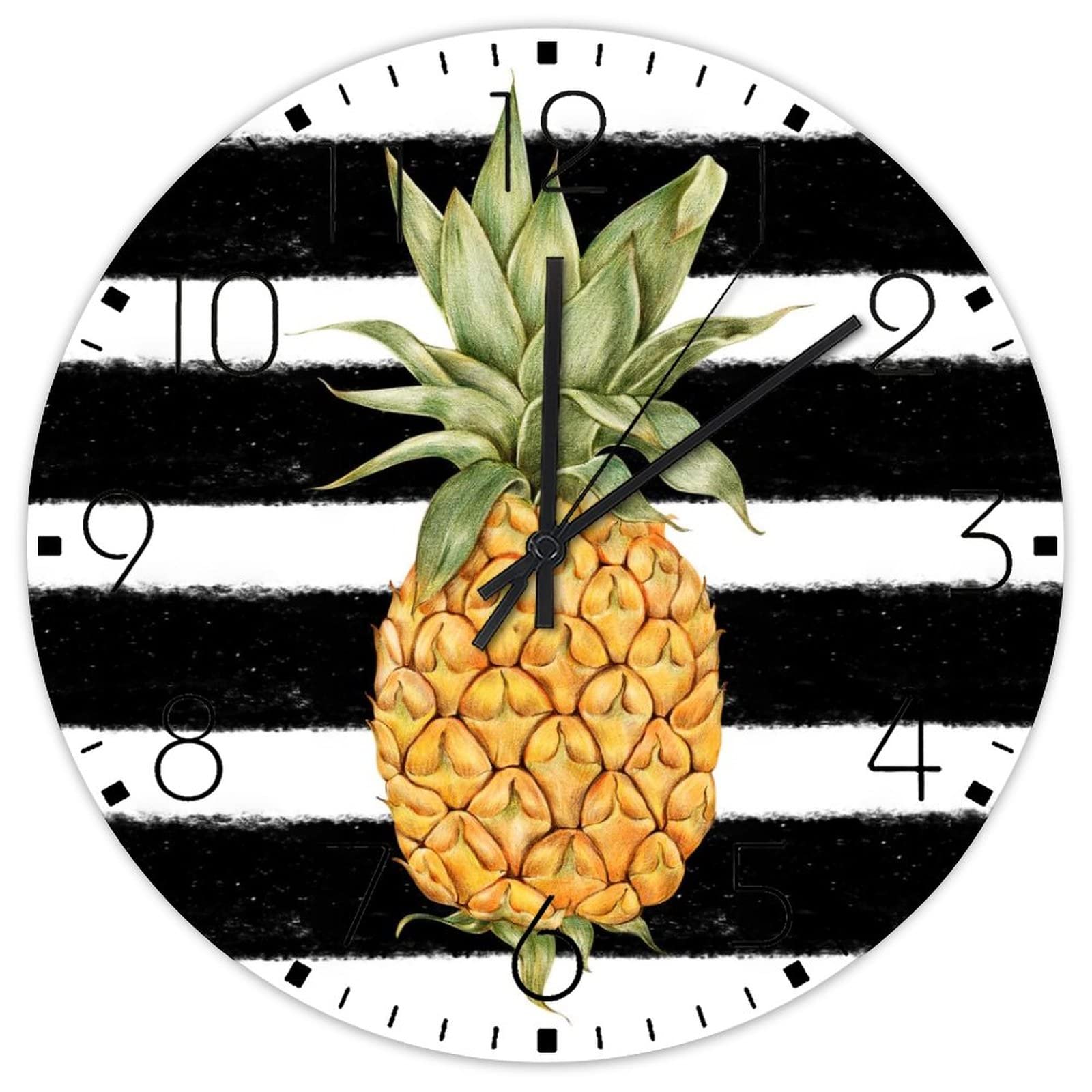 Horloge murale silencieuse ananas en bois anti tic-tac pour retrouver le calme
