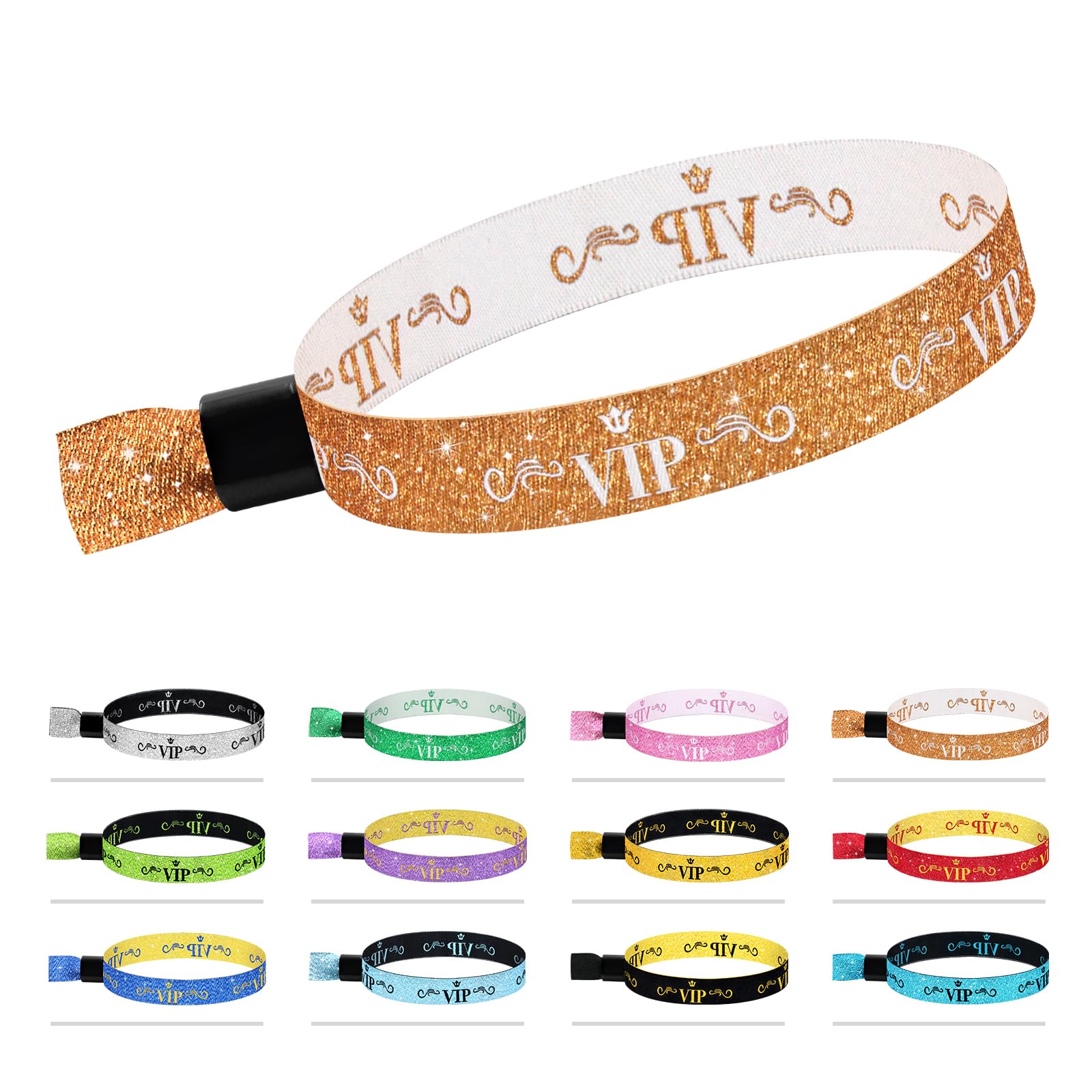 Photo 1 of 100 Pcs VIP Cloth Event Wristband, Disposable VIP Wristbands for Events, Colored VIP Wristbands Events,for Lightweight Concert,Club Entrance Wrist Strap Party Wristband Event (Color : Orange Gold)
