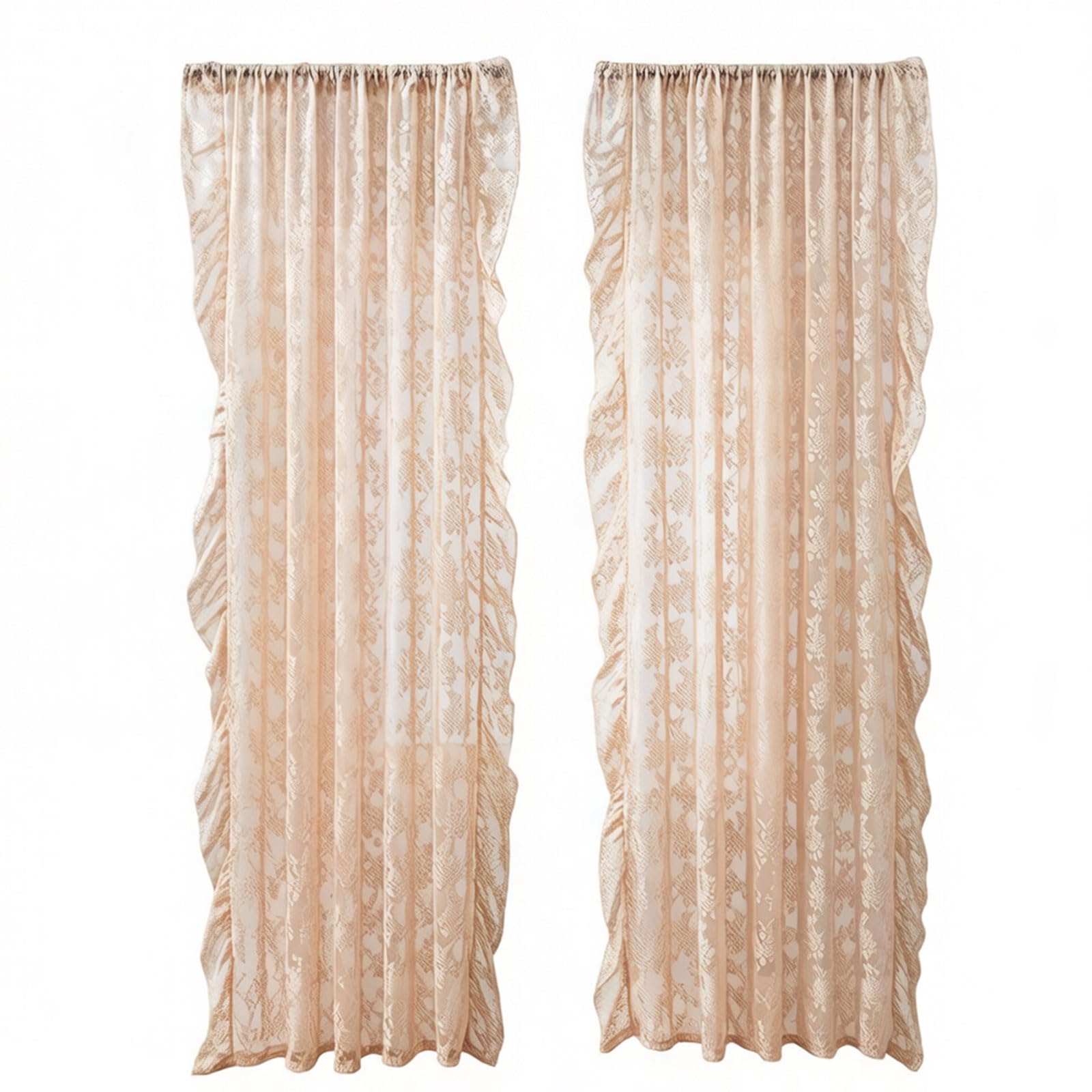 Kaeltsyn 2Pcs Lace Window Drape Breathable Polyester Fabric Easy Hanging Privacy Polyester Curtains 140X160Cm Multiple Curtains