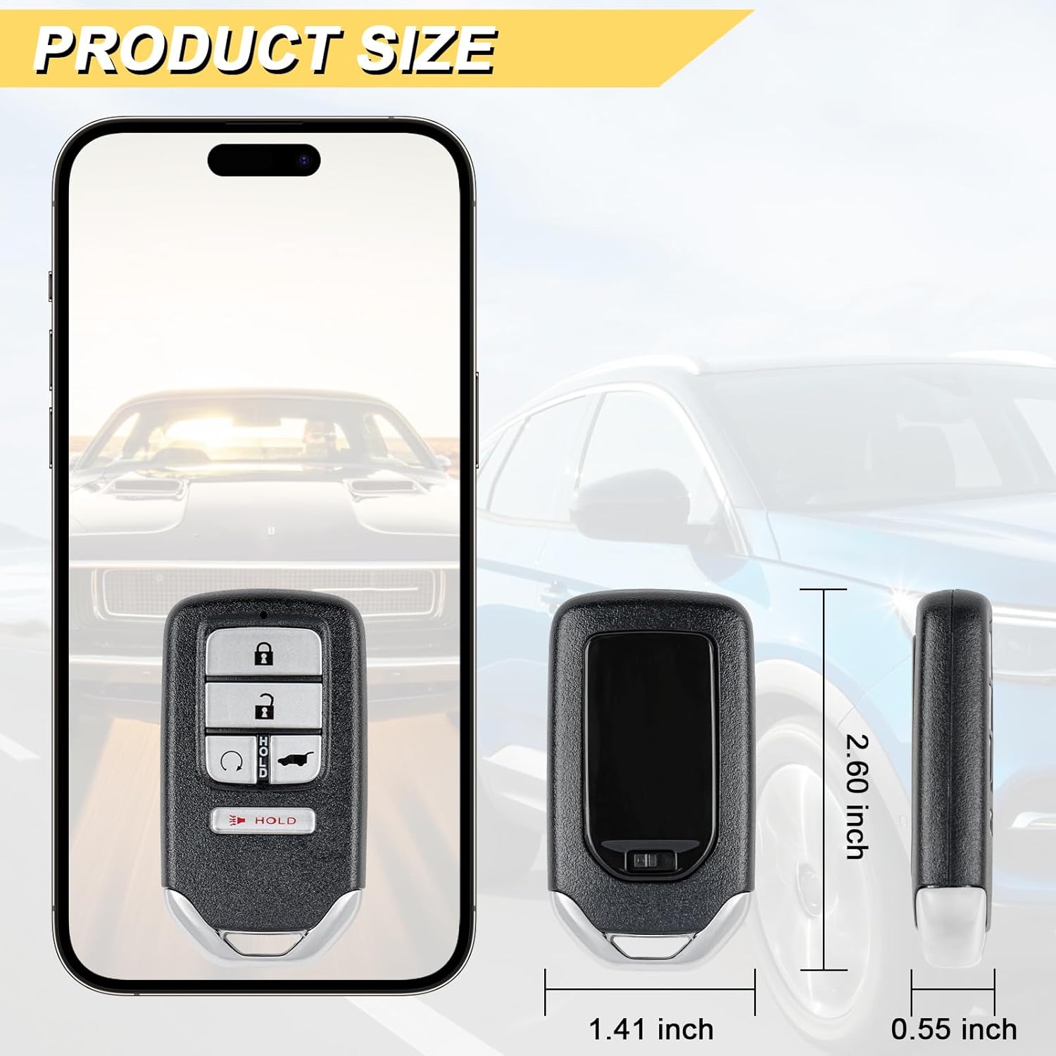 Vurkcy Key Fob Replacement for 2016-2021 Honda Pilot/ 2017-2022 Honda CRV 5-Door/ 18-21 Civic Car Keyless Entry Remote Control, KR5V2X, 5 Btn