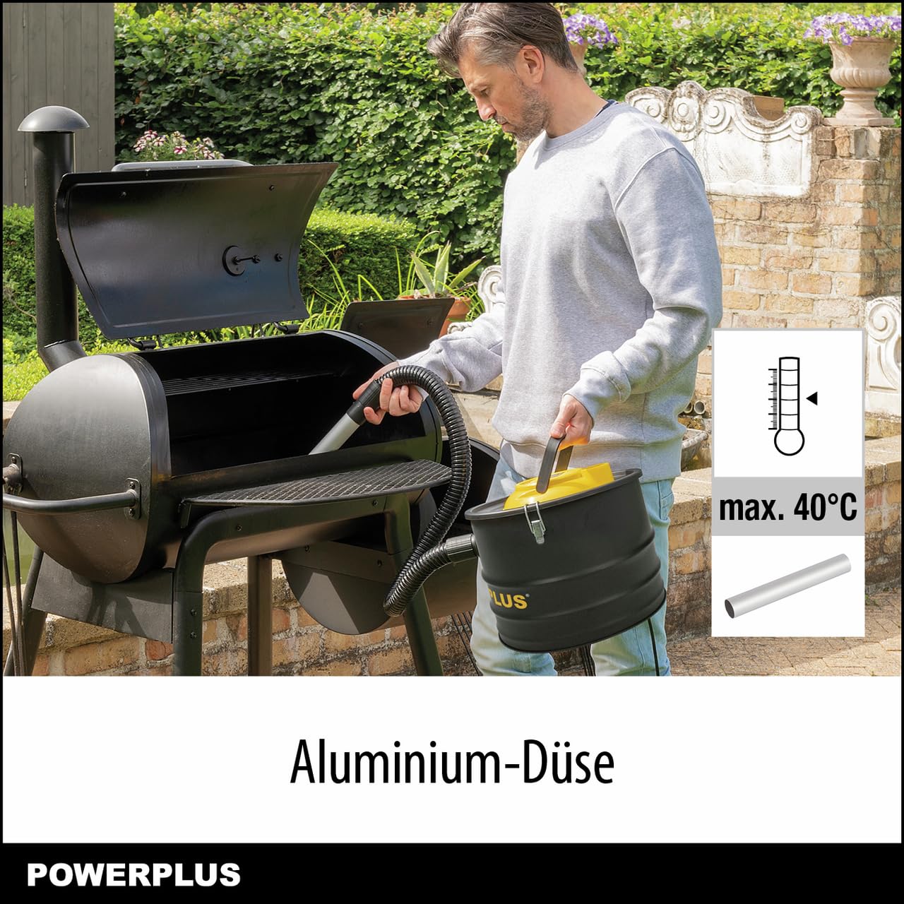 POWERPLUS Staubsauger POWX3013 Aschesauger für Kamin - 1600W - 20L Auffangbehälter, Filter exklusiv
