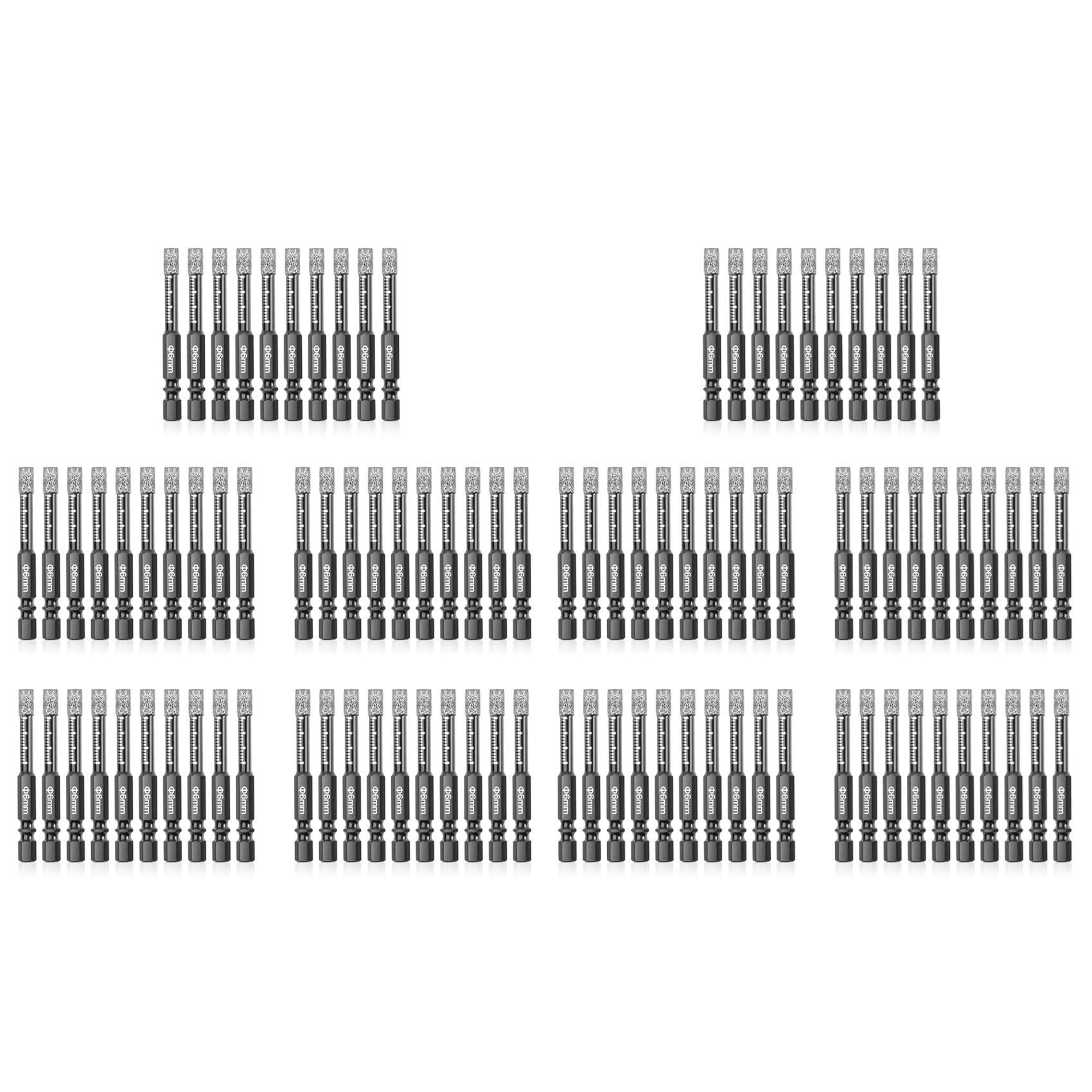 Juego de Brocas de Diamante de 100 Piezas, Juego de Brocas con Núcleo de Diamante Seco de 6 mm para Cerámica, Granito, Azulejos, Vidrio, Mármol, Ladrillo, Piedra