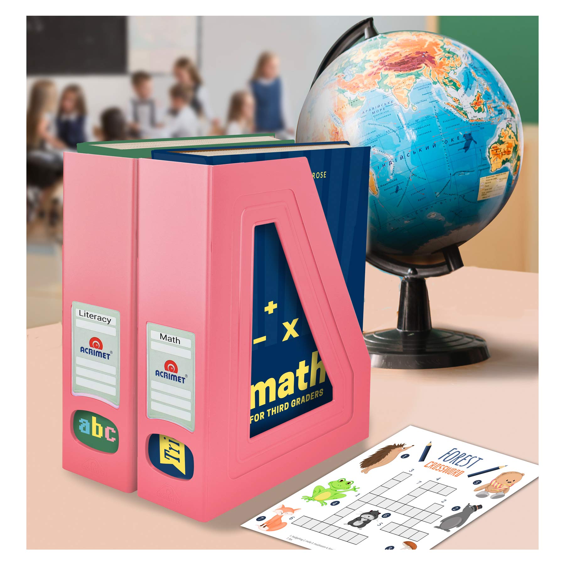 Acrimet Porte-Revues Support Durable Organisateur Dossiers Bureau Plastique Rose Lot de 2