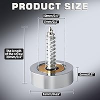 Vista 2 de Alise Tapas de tornillos de latón, 12 unidades, tornillos decorativos para espejo, clavos, 0.630 in de diámetro, tornillos de tapicería, cubiertas