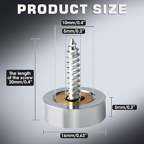 Miniatura 2 de Alise Tapas de tornillos de latón, 12 unidades, tornillos decorativos para espejo, clavos, 0.630 in de diámetro, tornillos de tapicería, cubiertas
