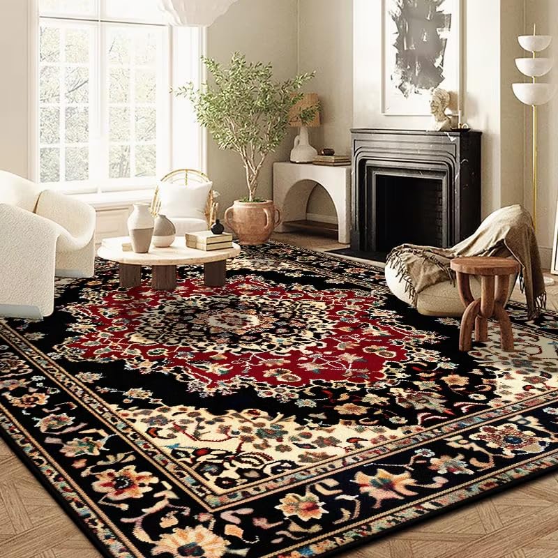Tapis de canapé lavable en machine rouge pour un salon chaleureux - 3