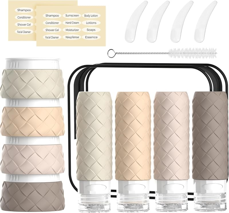 Conjunto Silevoler com 16 frascos e acessórios de viagem, creme