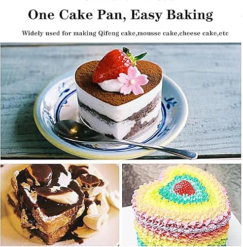 Miniatura 2 de Moldes para pasteles en forma de corazón, 2 unidades, 8 y 6 pulgadas, juego de moldes de aluminio profundo con parte inferior extraíble, herramienta