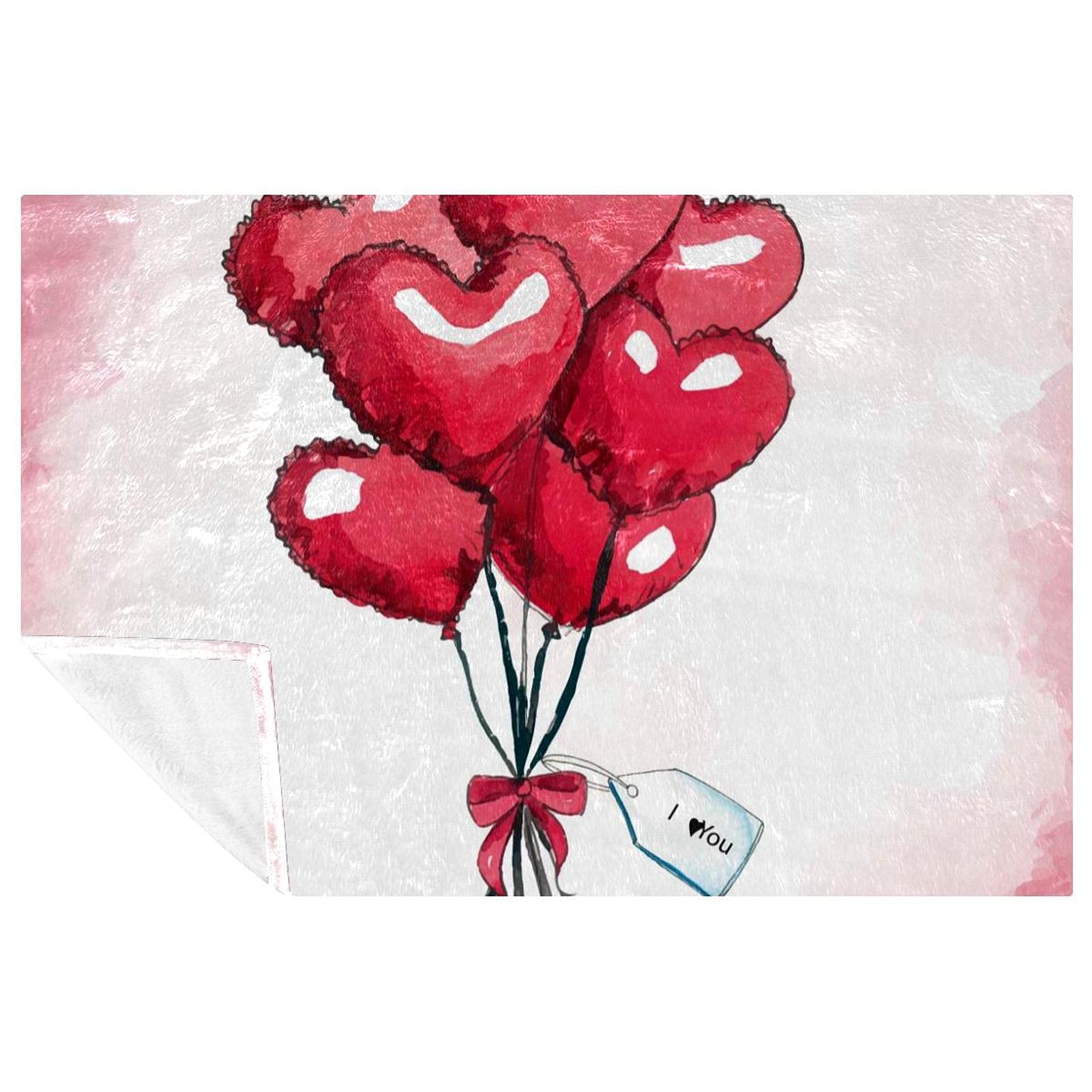 Couverture douce avec cœurs I Love You, le cadeau romantique pour lit
