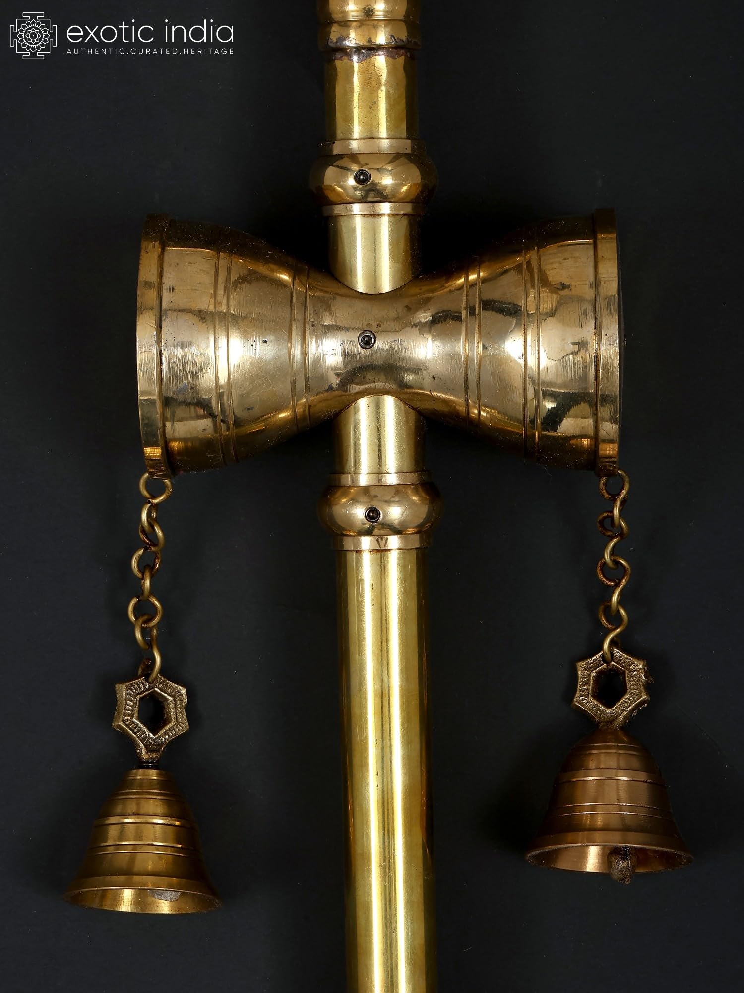 Exotic India Lord Shiva Trishul mosiężna statuetka tradycyjny hinduski trójząb idol do domu świątyni religijnej dekoracji i prezentów (76 cm)