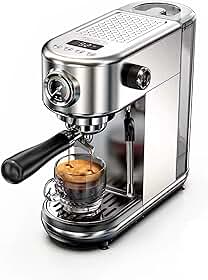 Máquina de Café Espresso Tensão 110V Semiautomática Hibrew H10b 20 Bar, Aço Inoxidável, com Vaporizador de Leite e Ângulo de Moagem Ajustável