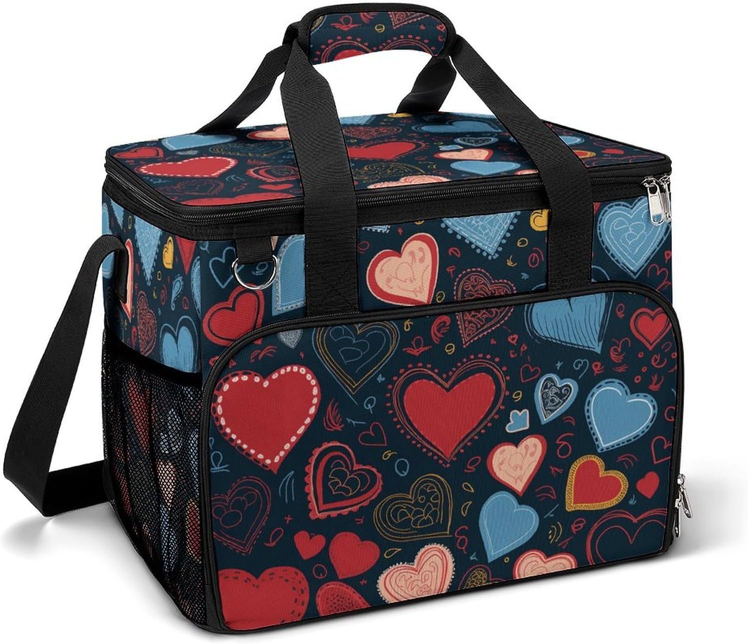Insulated Picnic Backpack Tote Bag, Large Capacity 30L Arious Heart Shapes Cooler Bag Leakproof Beach Bags Portable Lunch Box Waterproof Picnic Basket for Beach Camping BBQ