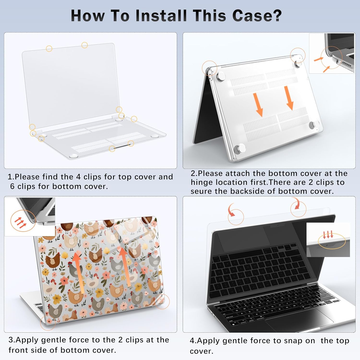 Compatible with MacBook Air 13 inch Case M1 A2337 A2179 A1932 2022 2021 2020 2019 Release, Cute Chicken Flower Protective Hard Shell Clear Cover for MacBook Air 13.3 inch