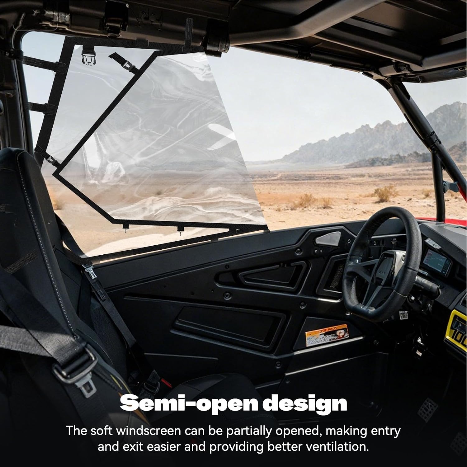 JERBOR RZR Side Window Soft Windshield Snow-proof and Rain-proof Fit for Polaris RZR XP 1000 2014-2023 / RZR XP Turbo 2016-2021, Waterproof UTV Soft Windshield