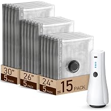 15 Pack Vacuum Storage Bags for Travel with Rechargeable Pump | Carry-on Size Compression Packing Bags for Clothing, Blankets, Space Saver for Vacation Cruise Luggage and Suitcase