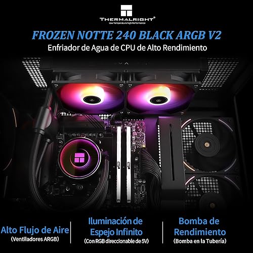 Miniatura 2 de Thermalright Frozen Notte 240 Black ARGB V2 Enfriador de CPU de refrigeración por agua, 240 especificaciones Enfriador líquido de CPU, ventiladores