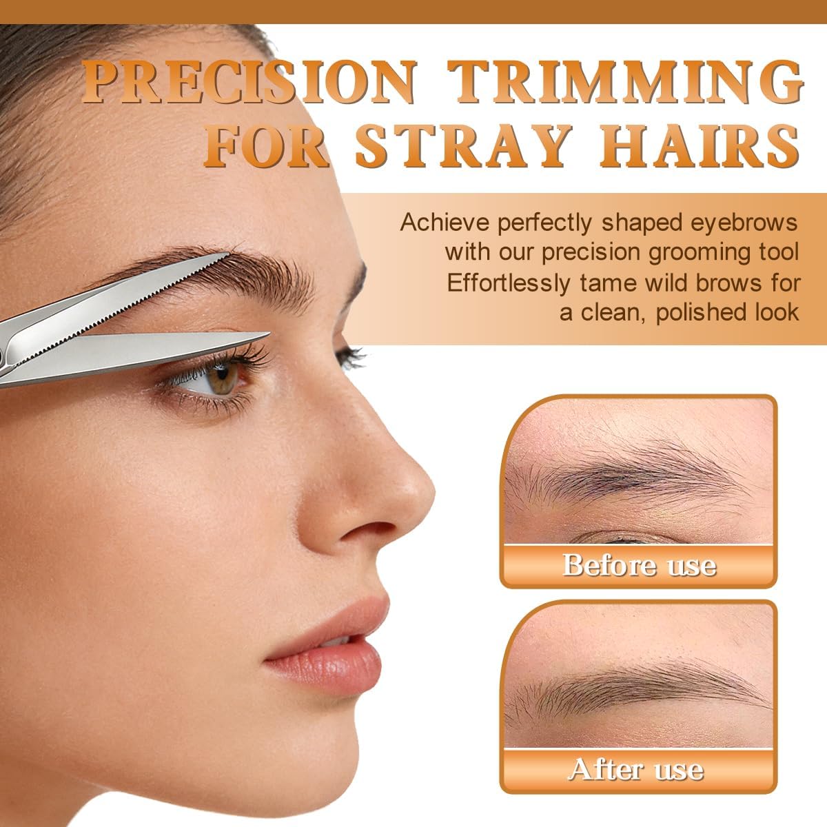 Professional Grooming Scissors, Stainless Steel Precision Small Scissors for Eyebrow, Eyelash, Beard & Facial Hair Trimming