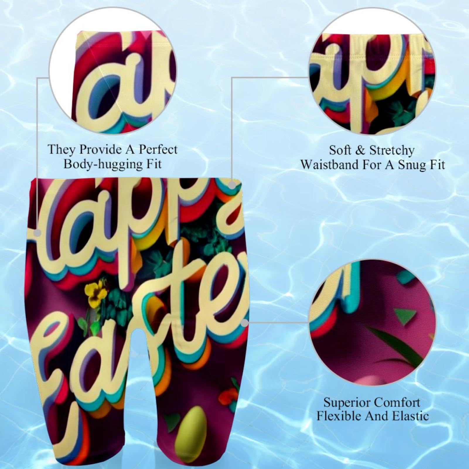 Happy Easter Swimsuit for Men & Boys,Competition Lap Swim Suit, Square Leg Endurance Training Multicoloured