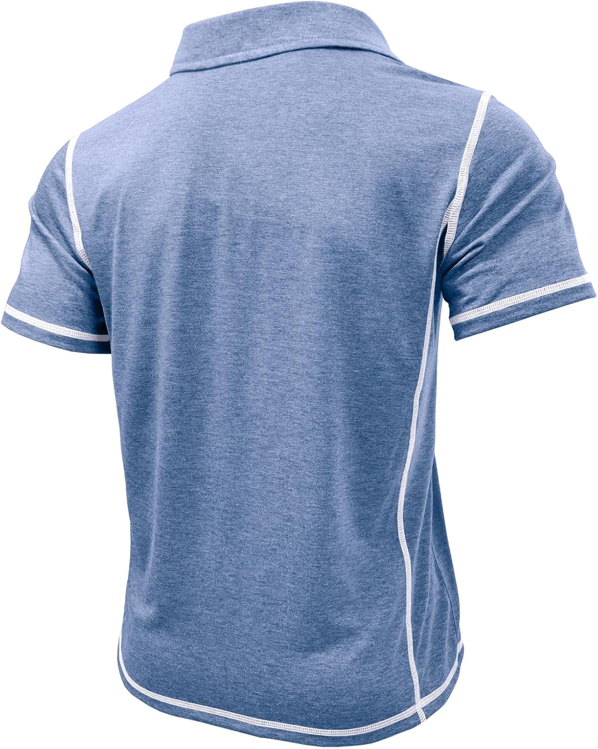 Men's Casual Polo Shirts Classic Short Sleeve Lightweight Basic Button Cotton T-Shirt Golf Tee Tops with Pocket X-Large Light Blue image 4 of 5 B0DRVK478V