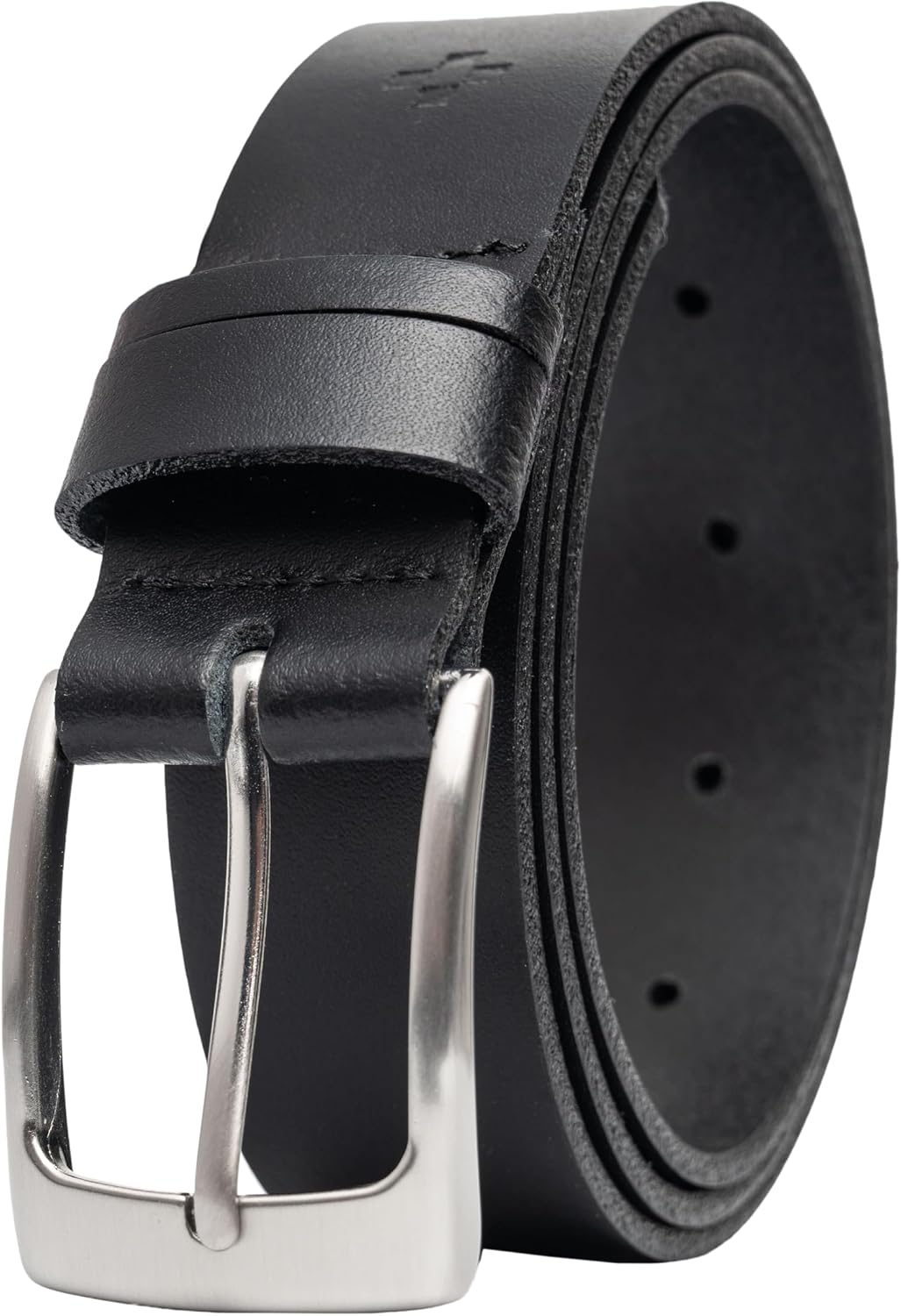 Vince Camuto Mens Jean Belt | 35mm Width | Genuine Leather Belt | Matte Nickle Finish Belt Buckle