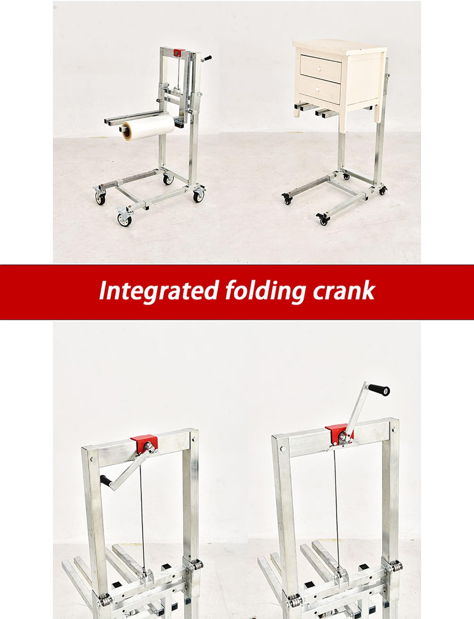Carretilla elevadora manual de manivela, carretilla elevadora portátil para garaje y almacén, acero galvanizado, capacidad de 60 kg, ideal para manejo de materiales